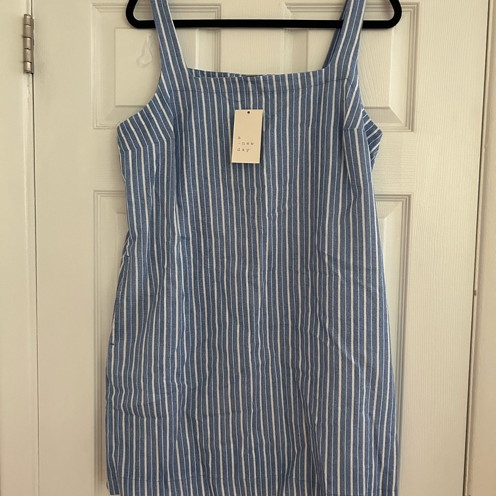 A New Day Blue and White Striped Mini Dress